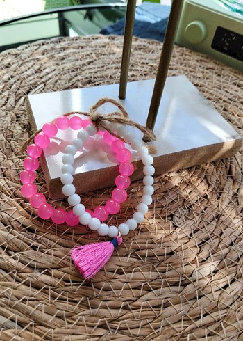 Pembe Boncuklu Bohem Kadın Bileklik - Görsel 2