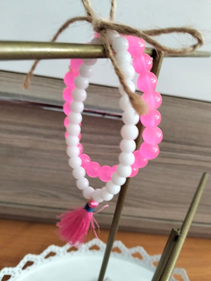 Pembe Boncuklu Bohem Kadın Bileklik - Görsel 5