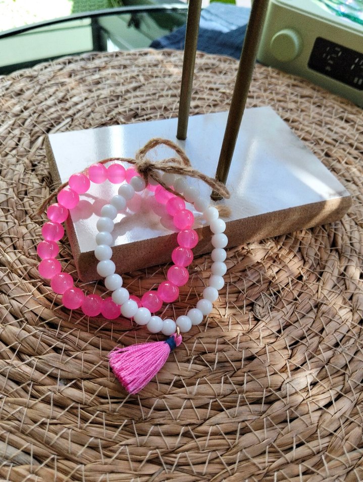 Pembe Boncuklu Bohem Kadın Bileklik - Görsel 2