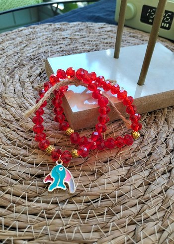 Kırmızı Boncuklu Bohem Bileklik - Görsel 2