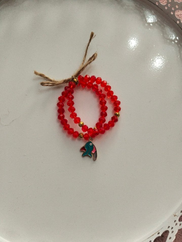Kırmızı Boncuklu Bohem Bileklik - Görsel 3