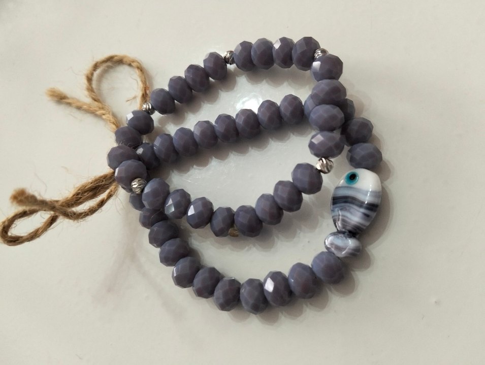 Lila Boncuklu Bohem Kadın Bileklik - Görsel 5