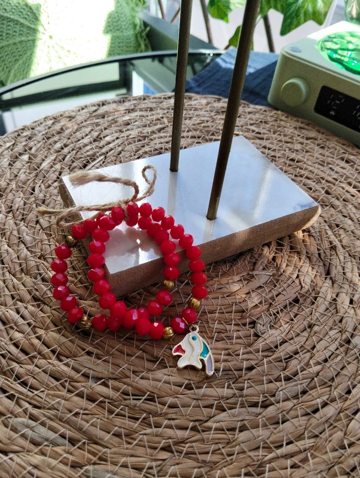 Kırmızı Boncuklu Bohem Kadın Bileklik - Görsel 2