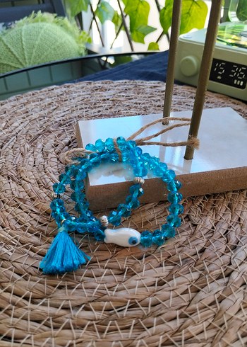 Turkuaz Boncuklu Bohem Kadın Bileklik - Görsel 2