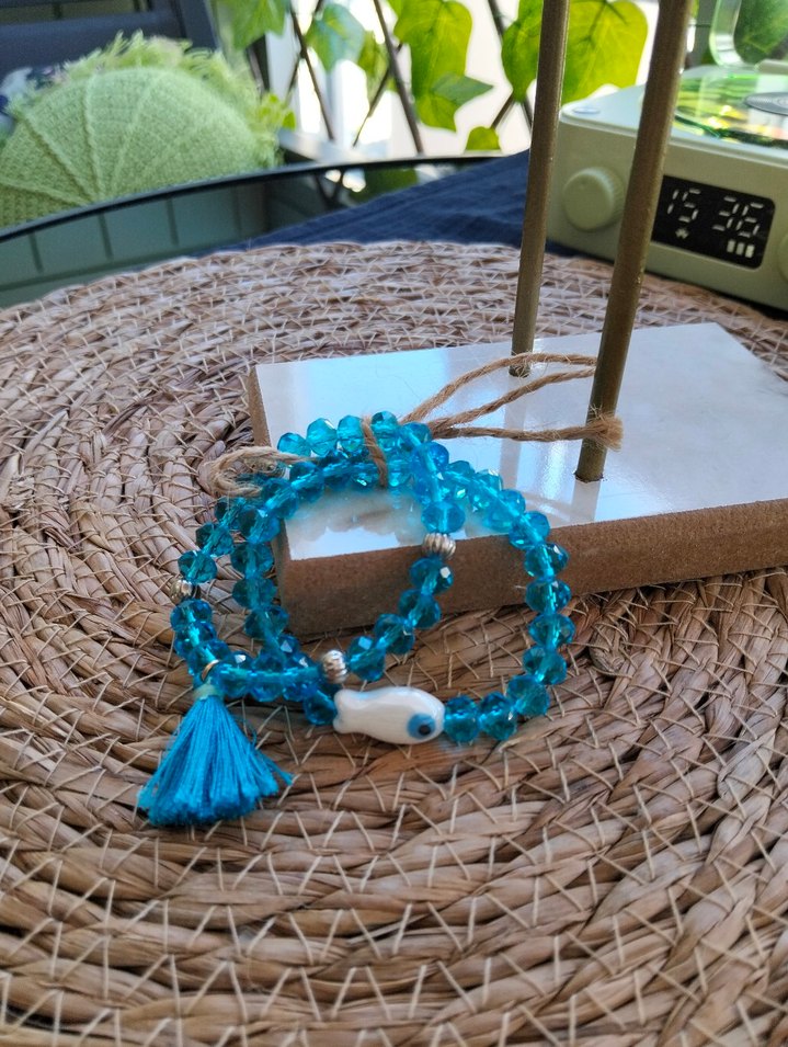 Turkuaz Boncuklu Bohem Kadın Bileklik - Görsel 2