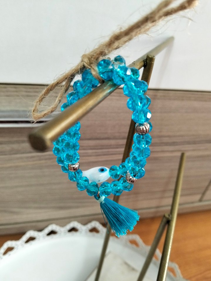 Turkuaz Boncuklu Bohem Kadın Bileklik - Görsel 5