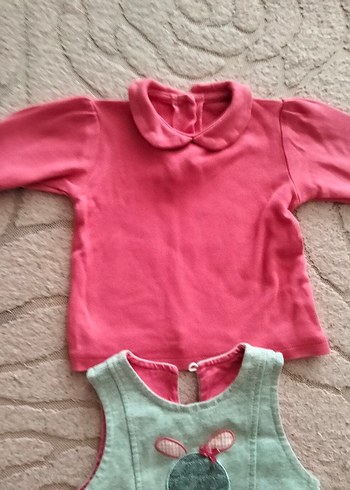 3-6 Ay Beden pembe Renk Kız Çocuk Pembe Triko Elbise ve Bot Seti