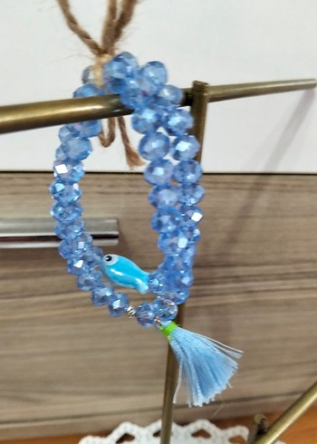 Bohem Mavi Balık Desenli Turkuaz Boncuklu Bileklik - Görsel 5