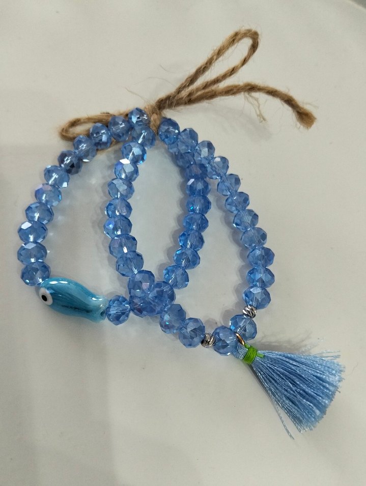 Bohem Mavi Balık Desenli Turkuaz Boncuklu Bileklik - Görsel 4