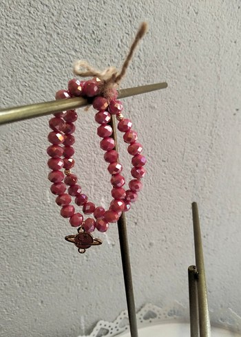 Beden pembe Renk Pembe Boncuklu Bohem Kadın Bileklik