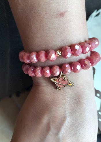 Pembe Boncuklu Bohem Kadın Bileklik - Görsel 5