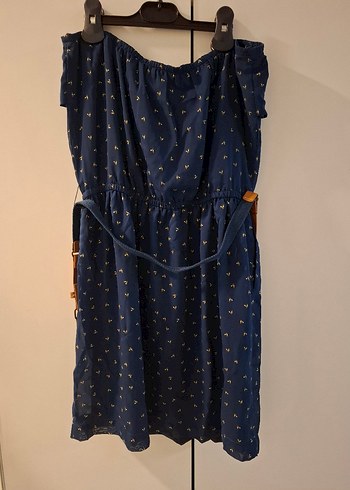 Lacivert Bel Detaylı Bohem Midi Elbise - Görsel 2