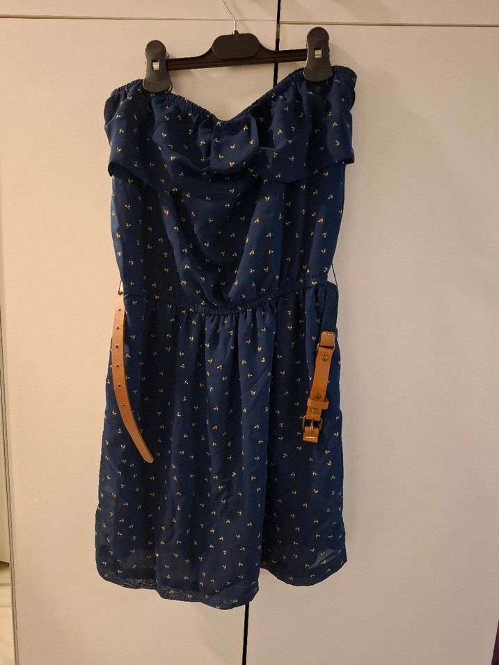 Lacivert Bel Detaylı Bohem Midi Elbise - Görsel 4