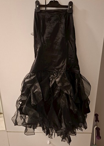 Siyah Straplez Uzun Gotik Abiye Elbise - Görsel 5