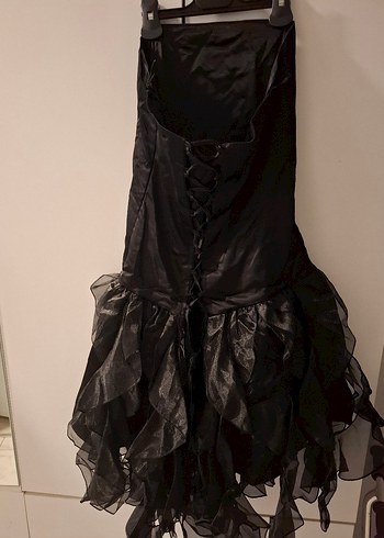 Siyah Straplez Uzun Gotik Abiye Elbise - Görsel 2