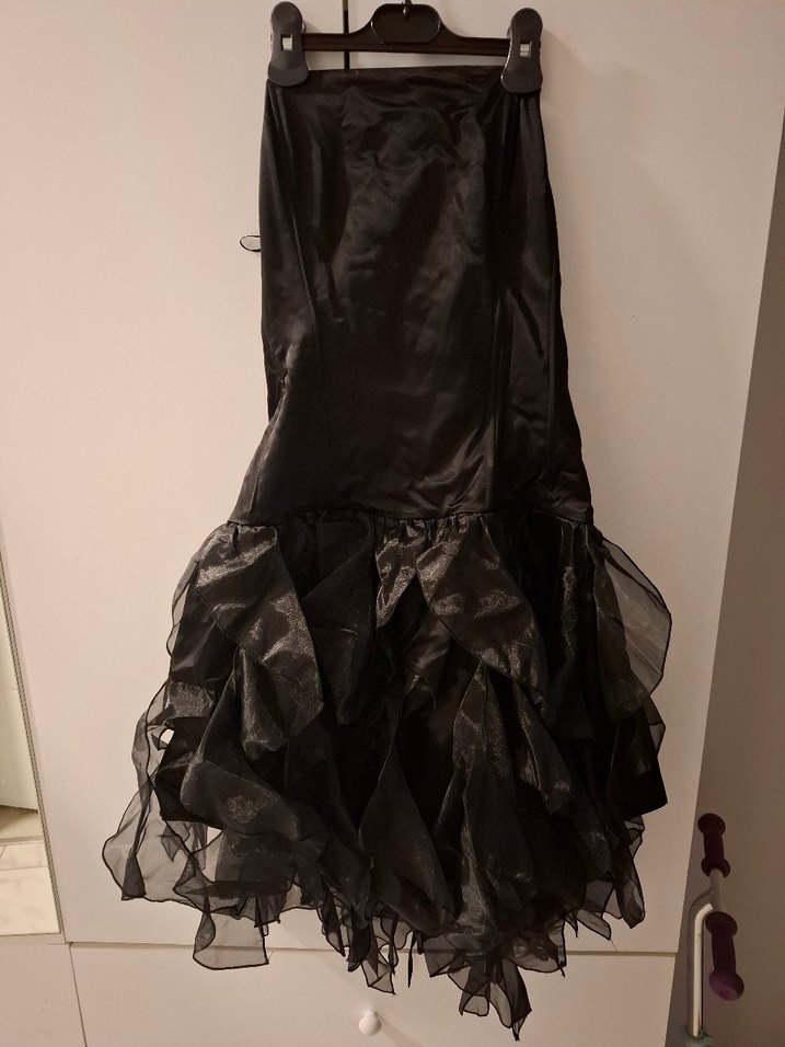 Siyah Straplez Uzun Gotik Abiye Elbise - Görsel 5