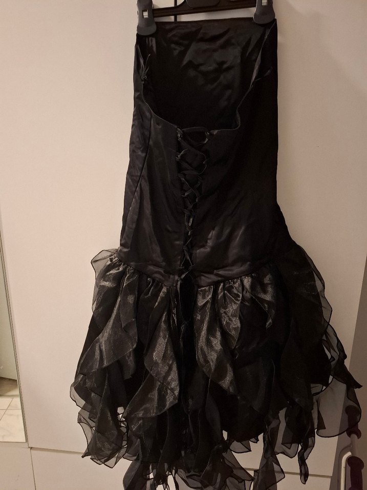 Siyah Straplez Uzun Gotik Abiye Elbise - Görsel 2