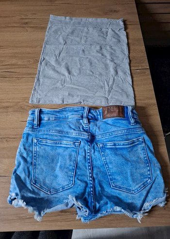 Gri Kadın Mini Denim Şort - Görsel 4