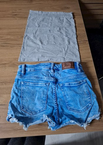 Gri Kadın Mini Denim Şort - Görsel 3