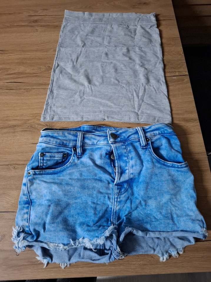 Gri Kadın Mini Denim Şort - Görsel 2