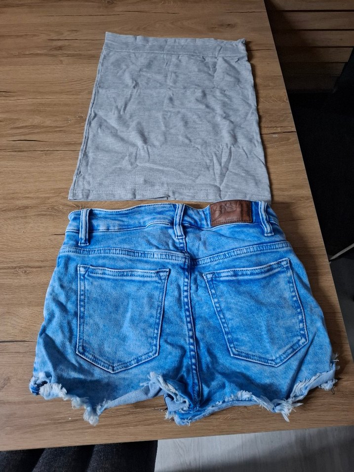 Gri Kadın Mini Denim Şort - Görsel 3