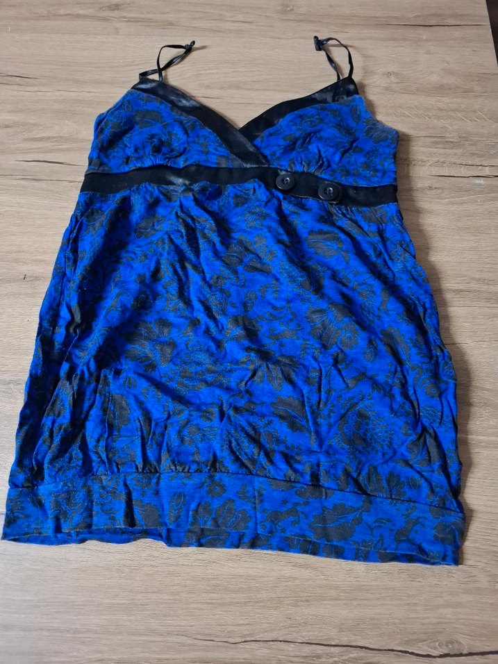 Düğmeli V Yakalı Mavi Batik Desenli Atlet - Görsel 3