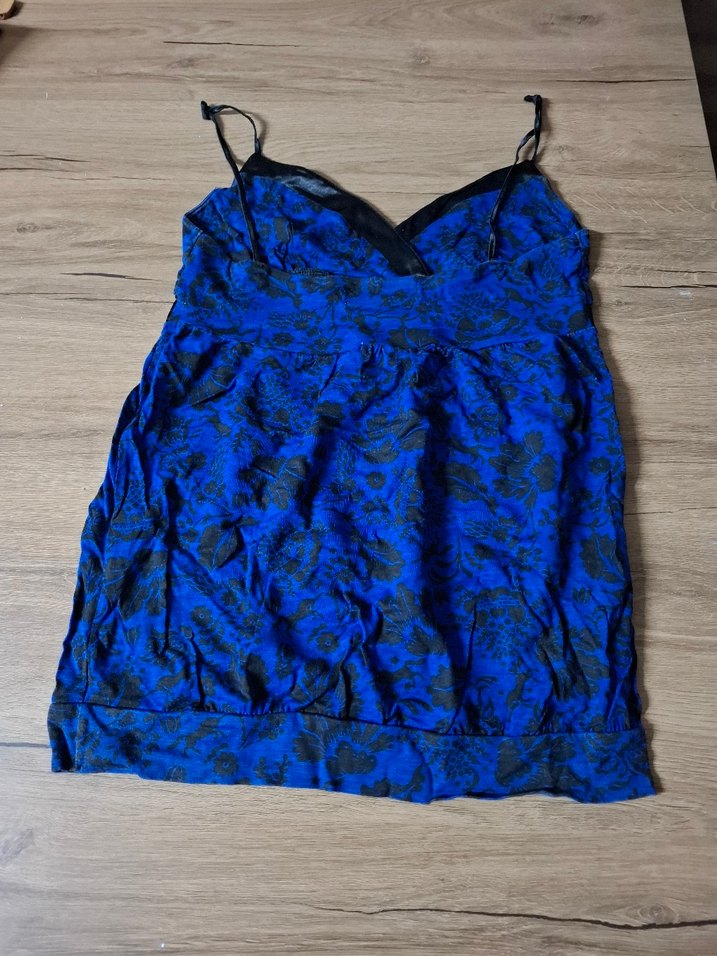 Düğmeli V Yakalı Mavi Batik Desenli Atlet - Görsel 2