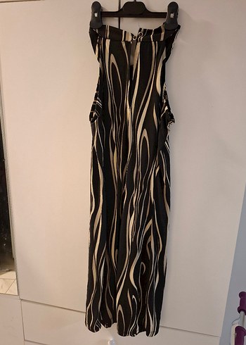 Zebra Desenli midi Askılı Elbise - Görsel 3