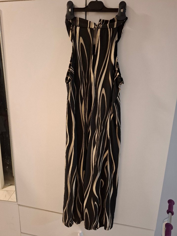 Zebra Desenli midi Askılı Elbise - Görsel 3