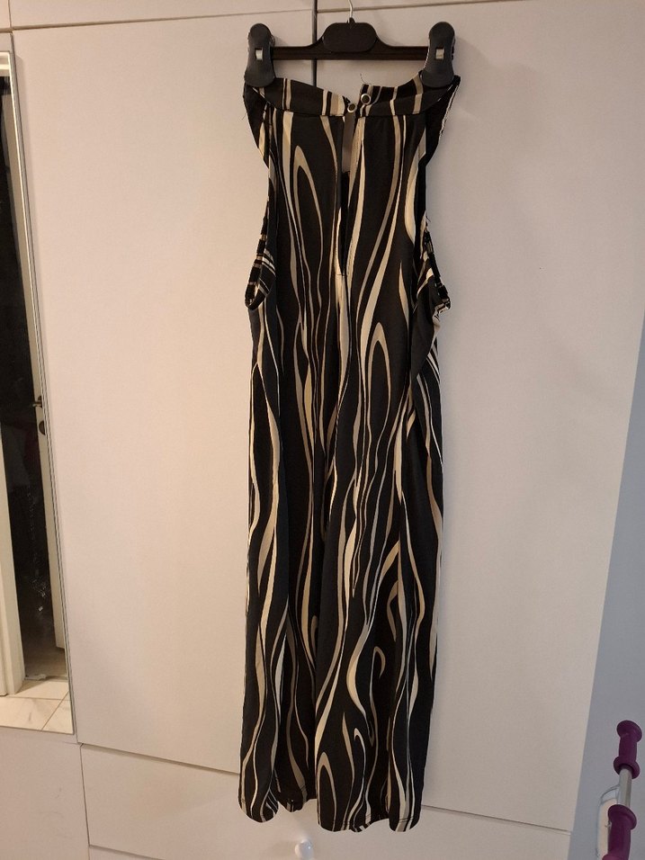 Zebra Desenli midi Askılı Elbise - Görsel 4