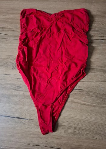 Kırmızı Drapeli askısız body - Görsel 2