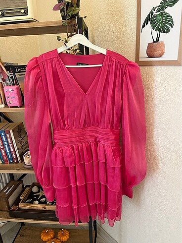 Pembe abiye elbise