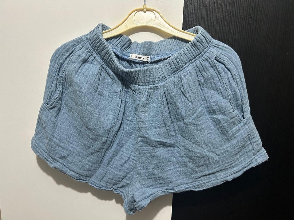 Kadın Mavi Keten Mini Şort - Görsel 2