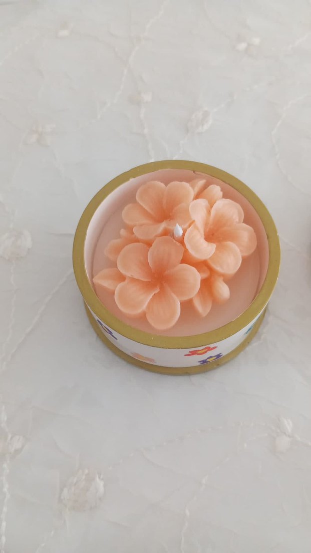 Çiçek ve Kalp Figürlü Renkli dekoratif Mum - Görsel 3