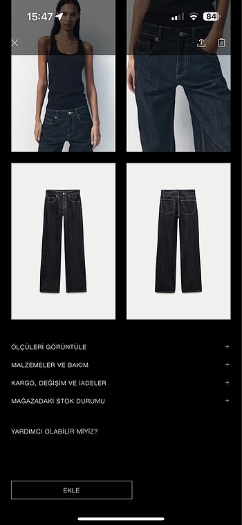 34 Beden Zara trf genis paca orta bel jean