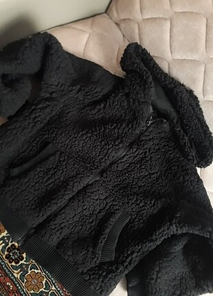 siyah peluş mont