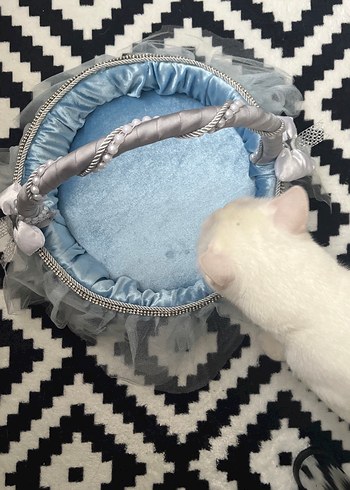 Gri Tül Detaylı Sepet ve Saklama Çantası - Görsel 3