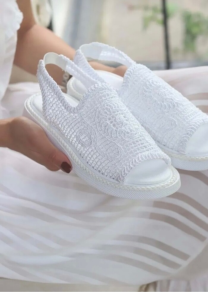 Kadın dantelli sandalet - Görsel 2