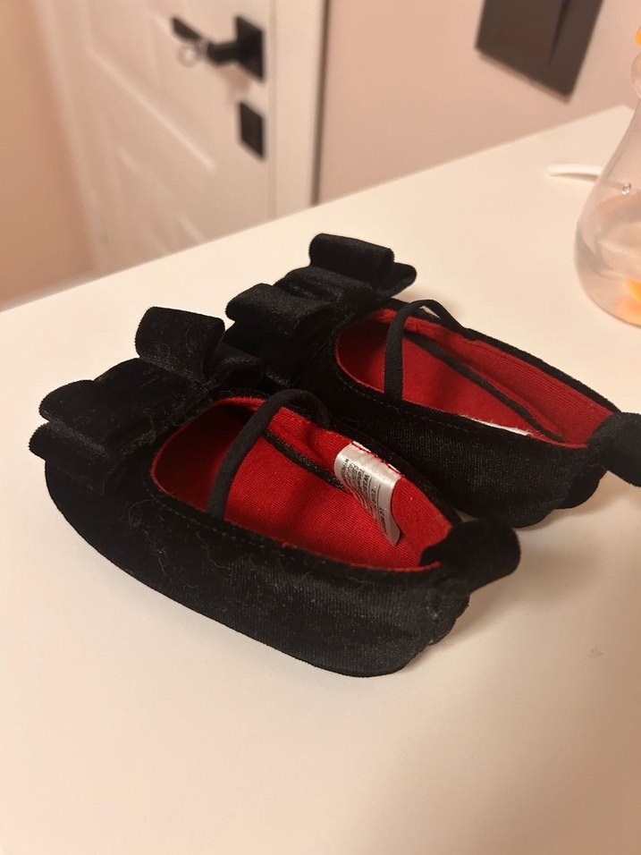 Kız Çocuk Siyah Kadife Babet Ayakkabı - Görsel 3