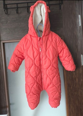 Kapüşonlu Fermuarlı Pembe Bebek Tulumu - Görsel 3