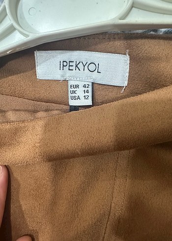 ipekyol Kahverengi Süet Midi Etek