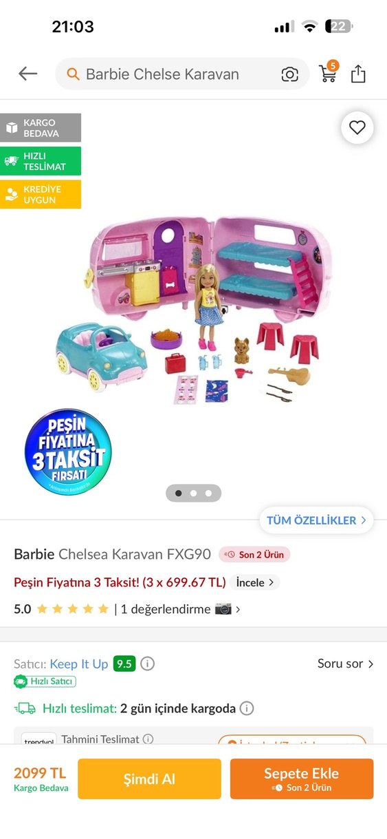 Barbie chelsea karavan - Görsel 4