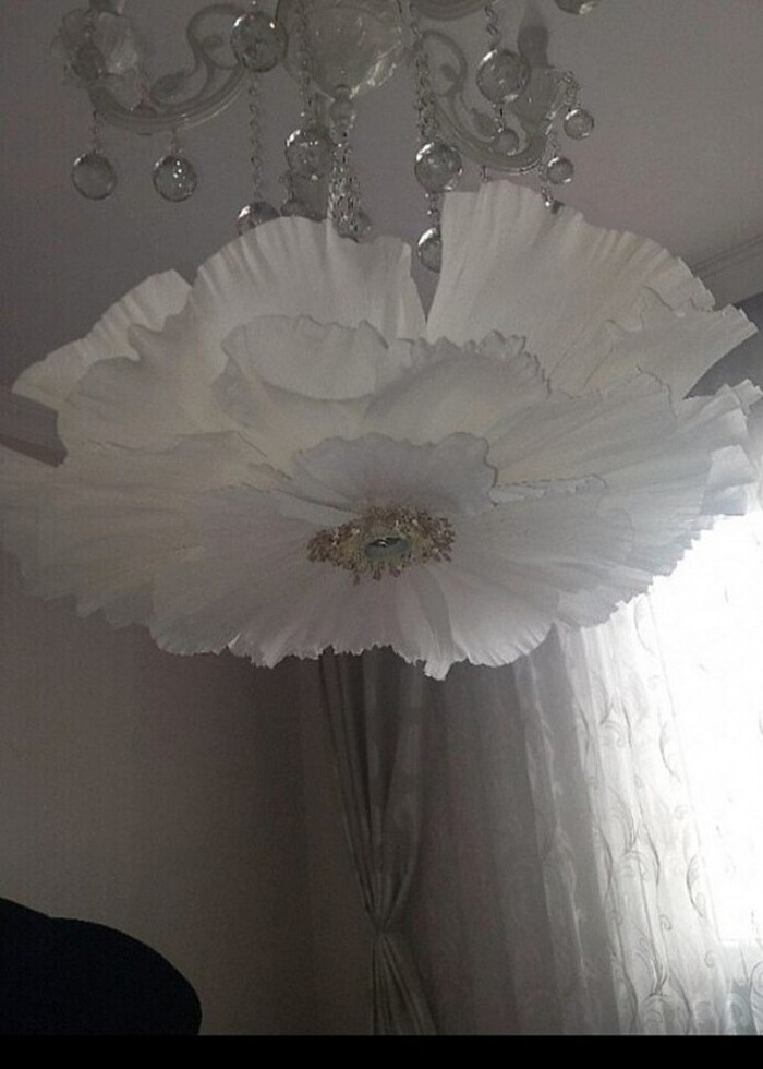 Pinteres model çiçek avize italyan krapon kağıdı ile yapılmıştır - Görsel 2