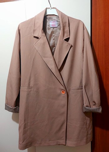 Bej Midi Kadın Blazer Ceket - Görsel 4