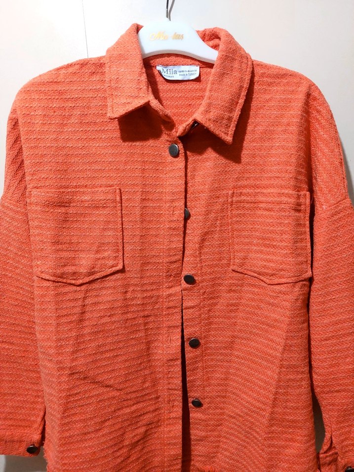 Düğmeli Uzun Kollu Keten Mini Gömlek - Görsel 2