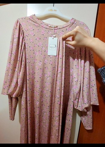 Pastel Bağcıklı Uzun Salaş Elbise - Görsel 5