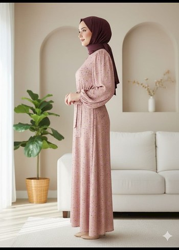 Pastel Bağcıklı Uzun Salaş Elbise - Görsel 2