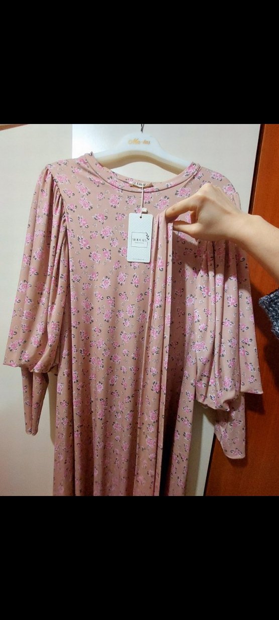 Pastel Bağcıklı Uzun Salaş Elbise - Görsel 5