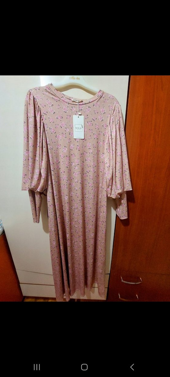 Pastel Bağcıklı Uzun Salaş Elbise - Görsel 4