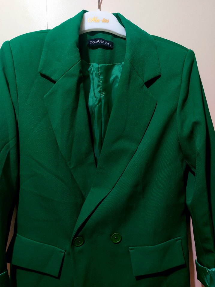 Yeşil Düğmeli Kadın Blazer Ceket - Görsel 4